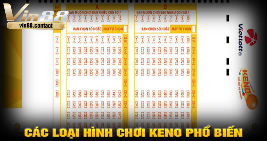 Các loại hình chơi Keno phổ biến tại Vin88